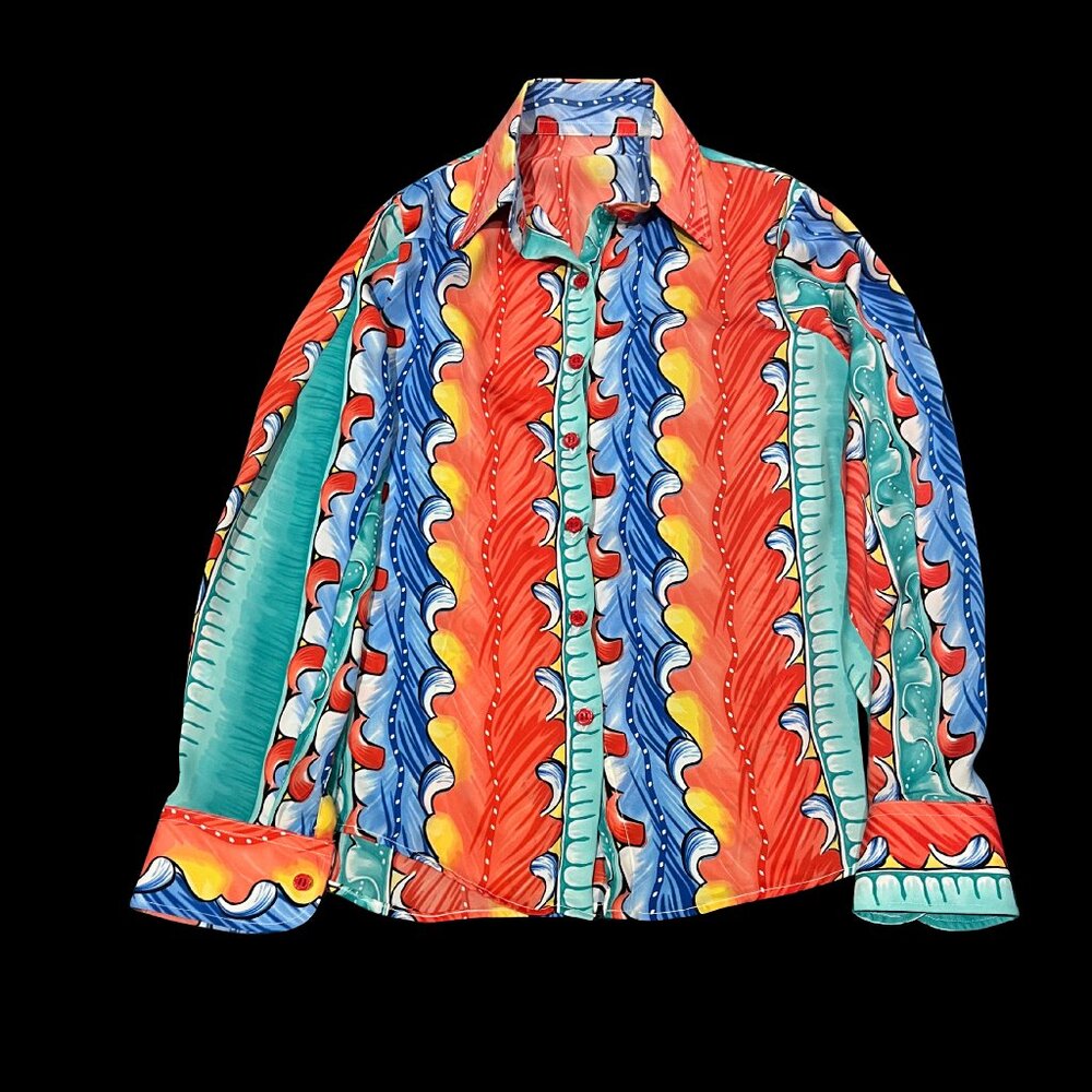 Women’s Multicolor Long Sleeve Button-Down Blouse